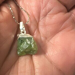 Peridot Pendant,  Elegant Silver and Gemstone Necklace Set